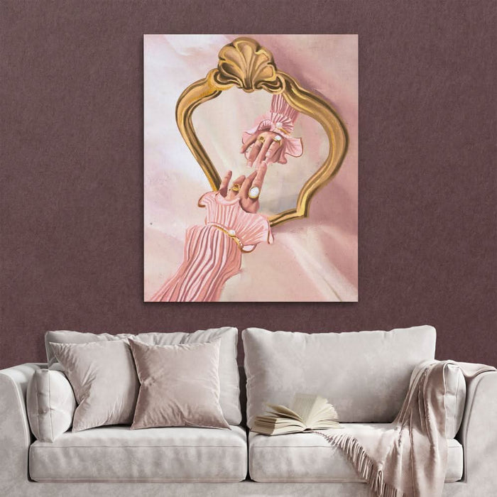 Hand and Mirror - Beige Hand Canvas Print