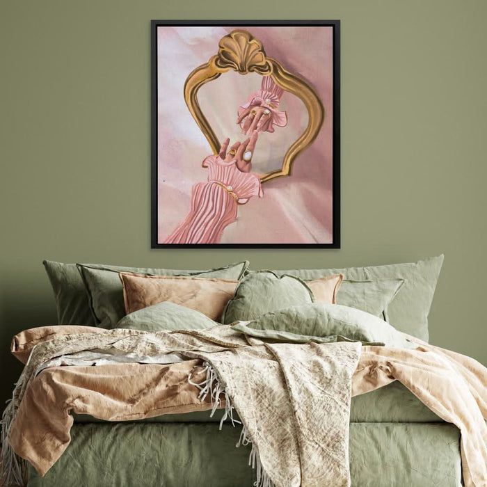 Hand and Mirror - Beige Wall Art for Female Office