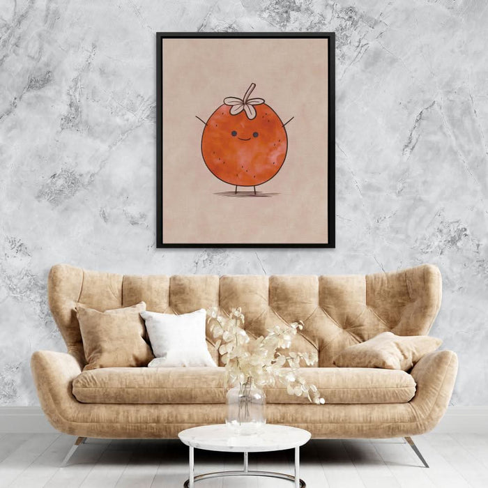 Happy Tomato - Food Wall Art in Black Frame