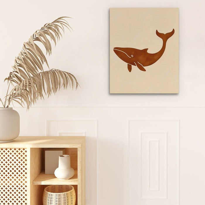 Happy Whale - Beige Art Prints Canvas Print
