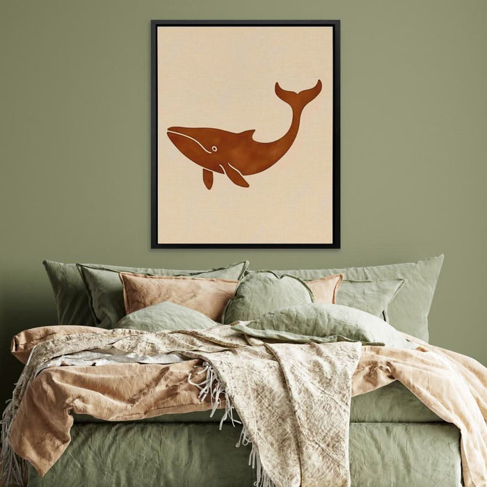 Happy Whale - Beige Wall Art for Kids Room