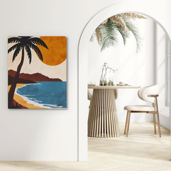 Hawaiian Beach Sunset - Modern Brown Canvas Wall Art