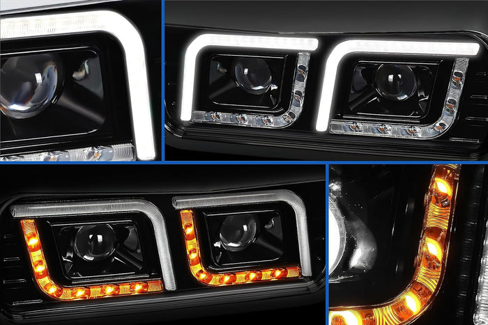 Headlight Black LED DRL Passenger Kenworth W900 T800 T600