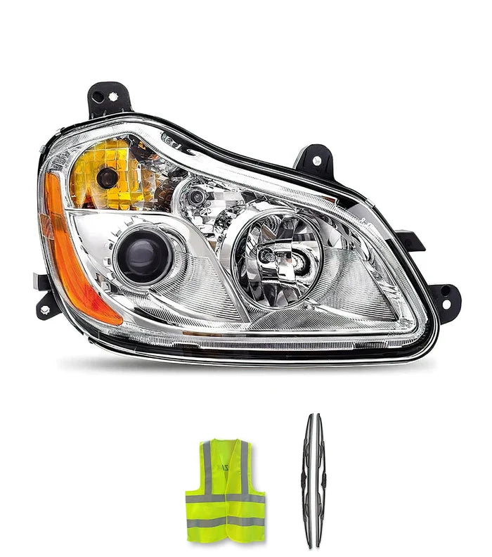 Headlight Halogen Assembly Chrome Housing Passenger 2013-2021 Compatible with KW T680