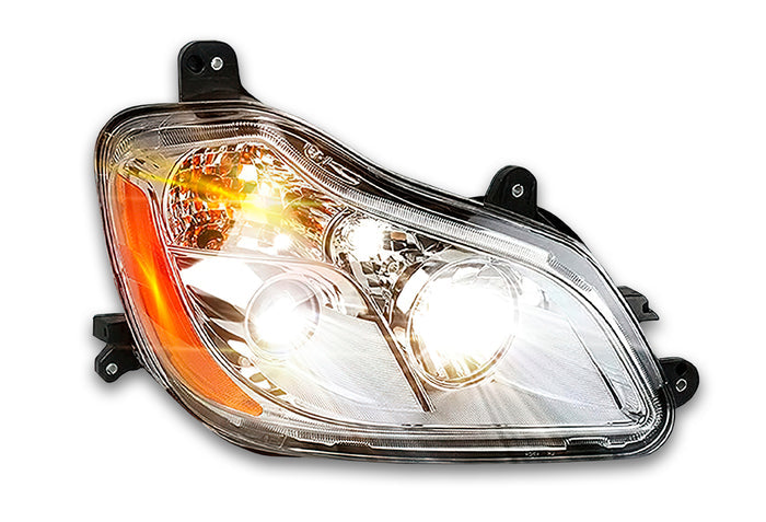 Headlight Halogen Assembly Chrome Housing Passenger 2013-2021 Compatible with KW T680