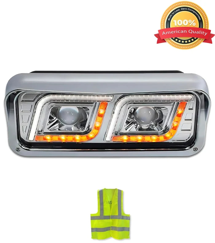 Headlight LED Chrome Driver Peterbilt 357 365 378 379