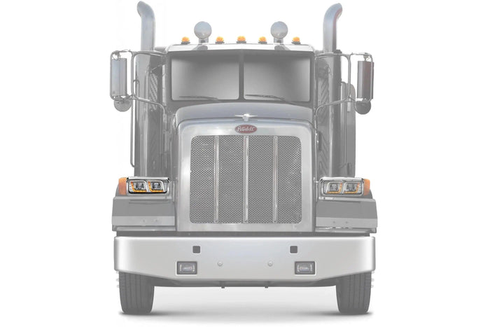 KOZAK LED DRL DUAL Chrome Projector Headlight (Passenger Right Side) for PETERBILT 357 365 378 379 PLUS Logo, Windshield Wipers and Vest