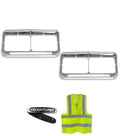 Headlights Bezels C500 Chrome with 12" Clear LED Light Strip Bar Freightliner FLD Classic XL