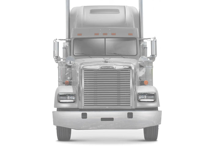 Headlights Bezels Chrome with 12" Clear/White LED Light Strip Bar 2 Pcs For Freightliner FLD Classic XL -