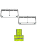 Headlights Bezels C500 Chrome with 12" Clear LED Light Strip Bar Western Star 4900 4800 6900
