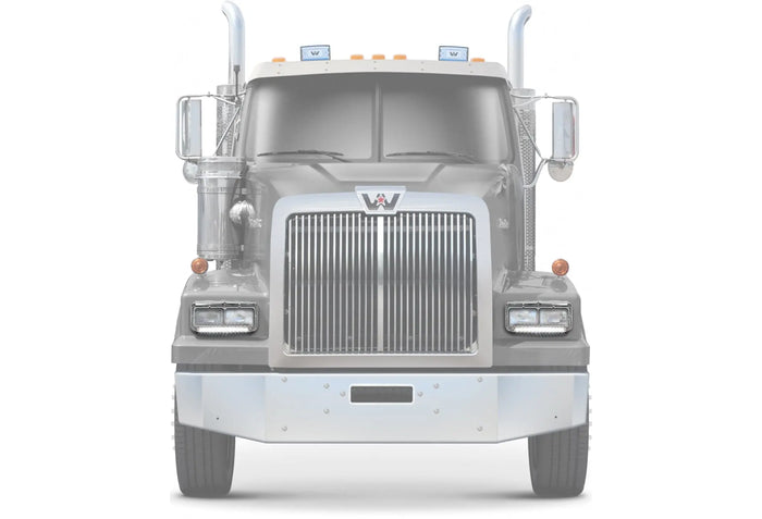 Headlights Bezels Chrome with 12" Clear/White LED Light Strip Bar 2 Pcs For Western Star 4900 -