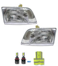 Headlights with Led Bulbs Set 1998-2003 Volvo VN VNL;  2000-2017 VNM
