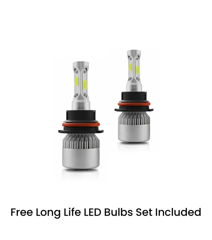 Headlights with Led Bulbs Set 1998-2003 Volvo VN VNL;  2000-2017 VNM