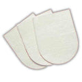 Close-up of three white, soft-looking Healers Gauze pads, u-shaped, arranged in a stack. Plain white background.