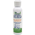 White bottle of Healers Natural Hot Spot & Itch Relief. Green label with text: fast absorption, no lick off, skin & hair growth. Veterinary formula. Dalmatian dog image on label. Plain white background.