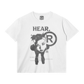 HEAR Streetwear Tee White Cotton T Shirt Classic Fit 180 GSM DTG Print