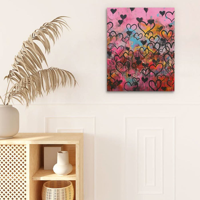 Hearts Wall - Heart Wall Art in Black Frame