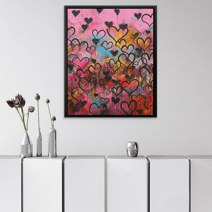 Hearts Wall - Large Modern Canvas Print