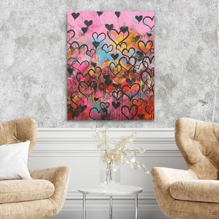 Hearts Wall - Pink Wall Art