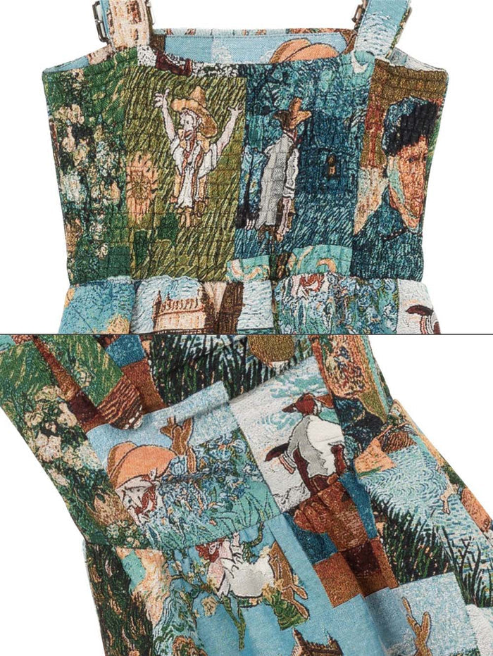 High-End Jacquard Oil Painting Style Pinafore Dress | ZAKAPOP
