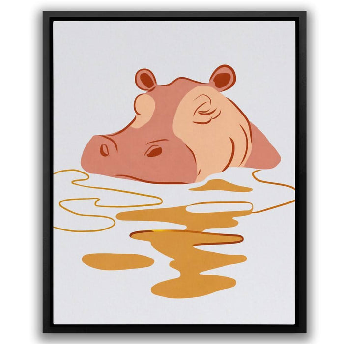 Hippo Sleeping - Beige Wall Art for Kids Room