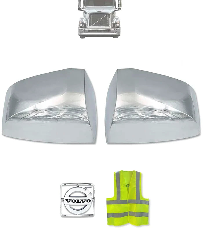 Hood Mirror Covers Chrome Set 2004-2017 Volvo VNL