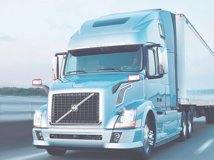 Hood Mirror Covers Chrome Set 2004-2017 Volvo VNL
