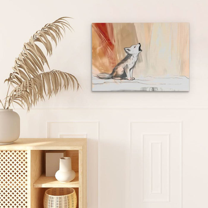 Howling Wolf Cub - Large Watercolor Canvas Print