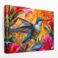 Hummingbird Feeding - Bird Canvas Wall Art