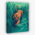 Hunting Green Tiger - Animals Canvas Wall Art