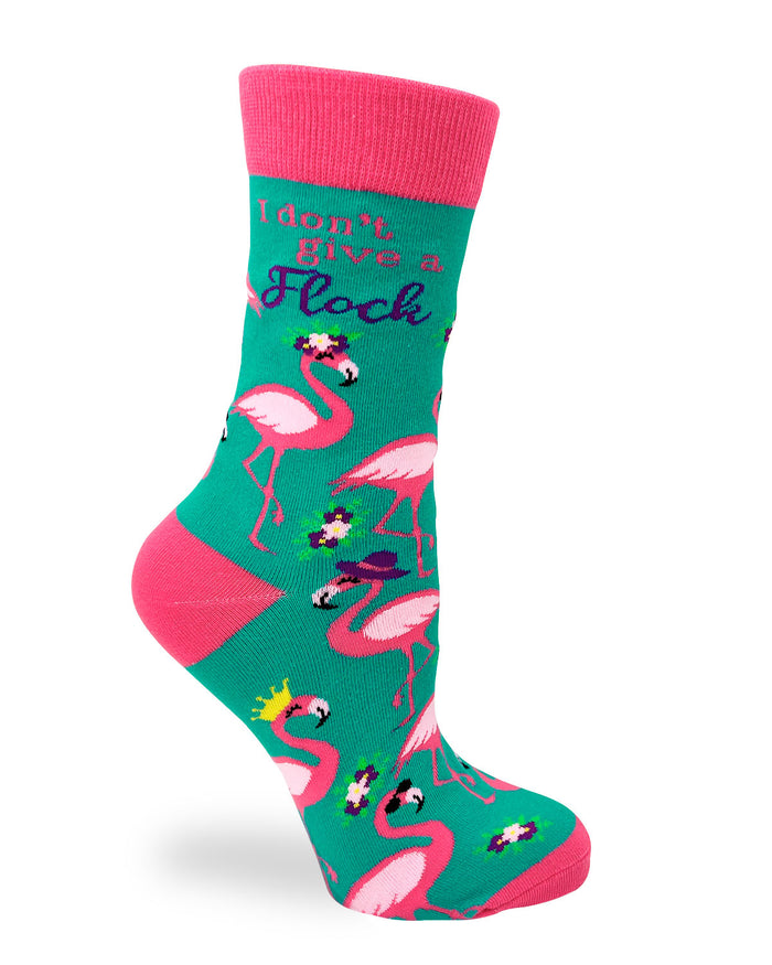 Women's Crew Socks with Pink Flamingos