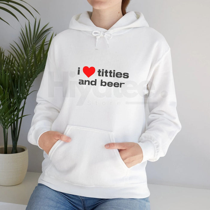 "I Love Titties and Beer" Funny Graphic Hoodie