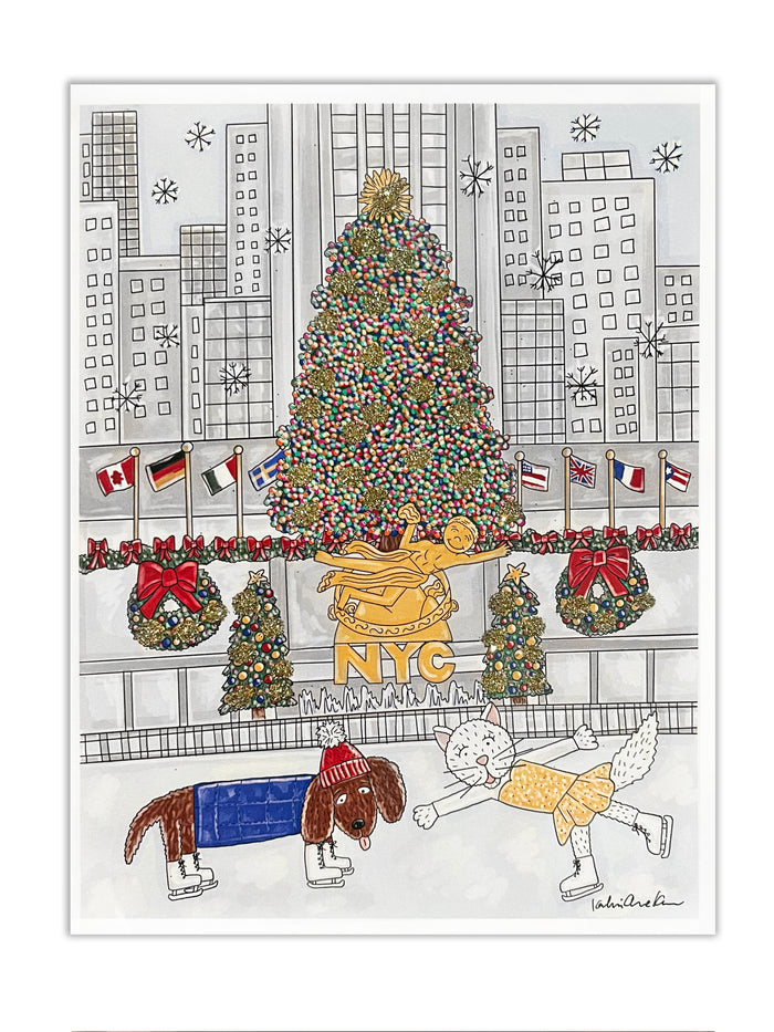 Ice Skating Glitter Card