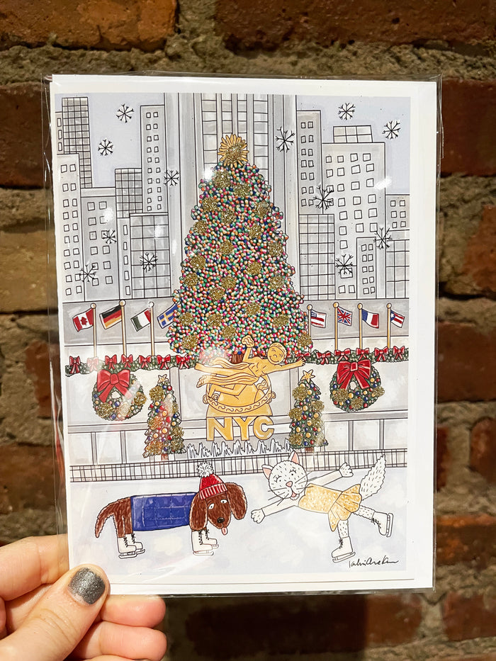 Ice Skating Glitter Card