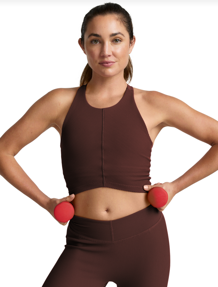 Impulse Ribbed High Neck Tank-Iced Mocha