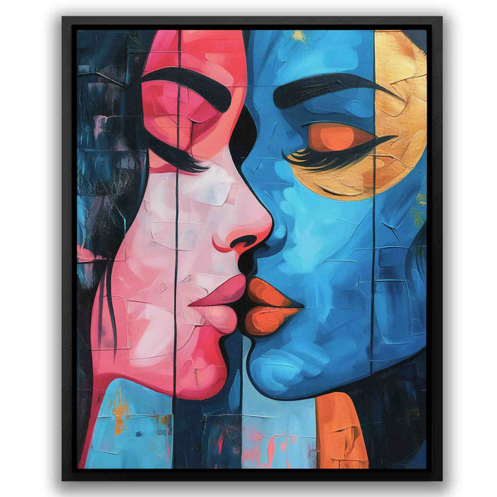 Inclusive Love - Blue Kissing Canvas Print