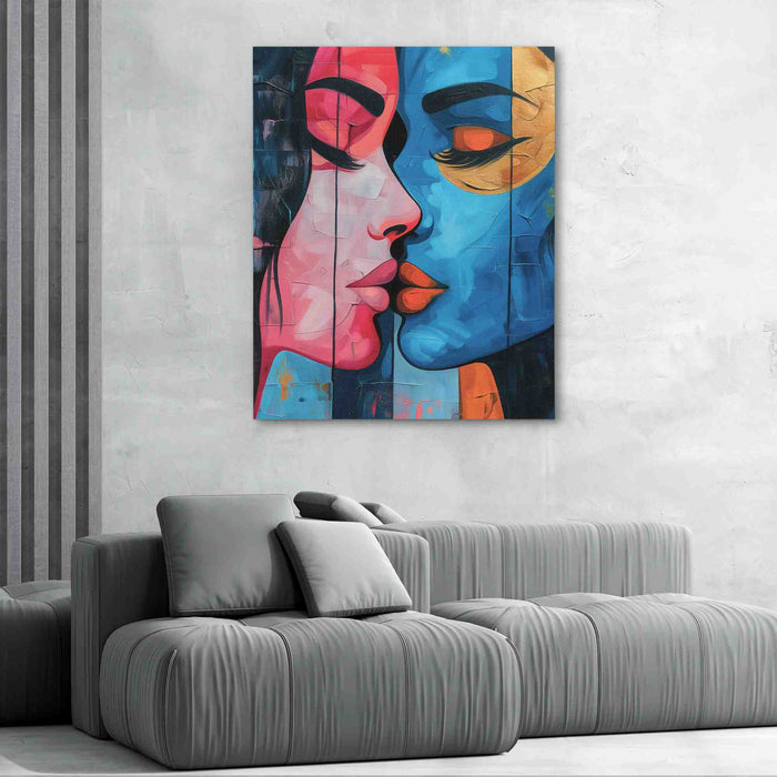 Inclusive Love - Kissing Wall Art in Black Frame