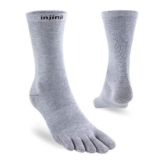 Injinji Toe Socks - Liner Crew - pair, light grey