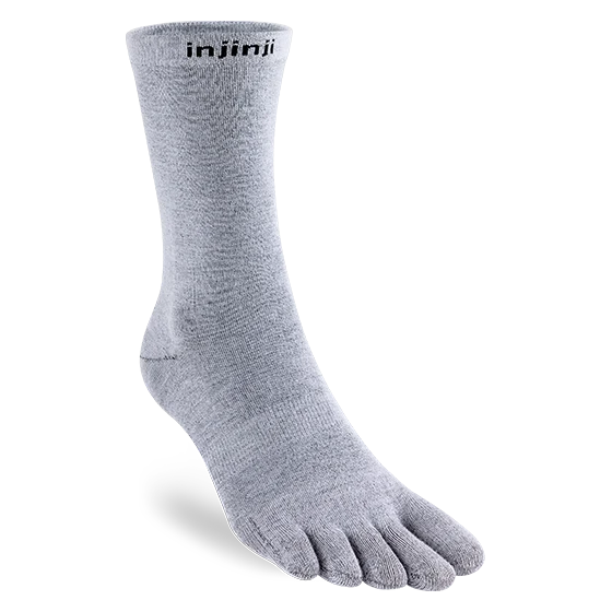 Injinji Toe Socks - Liner Crew - single, light grey