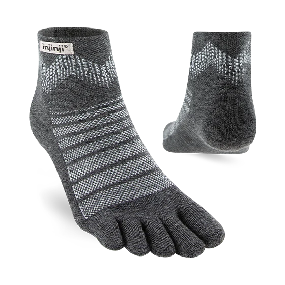 Injinji Toe Socks - Outdoor Midweight Wool - grey mini-crew pair