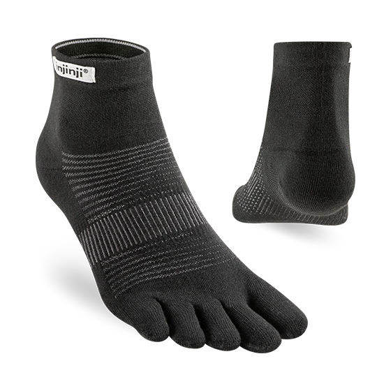 Injinji Toe Socks - Run Original Weight CoolMax - black ankle pair