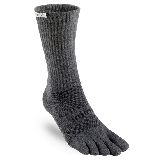 Injinji Toe Socks - Trail Midweight Crew - grey crew single