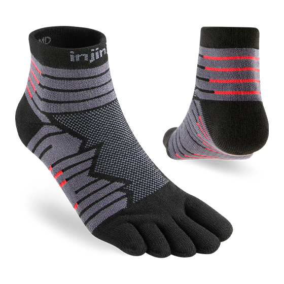 Injinji Toe Socks - Ultra Run Mini Crew - black-red mini pair
