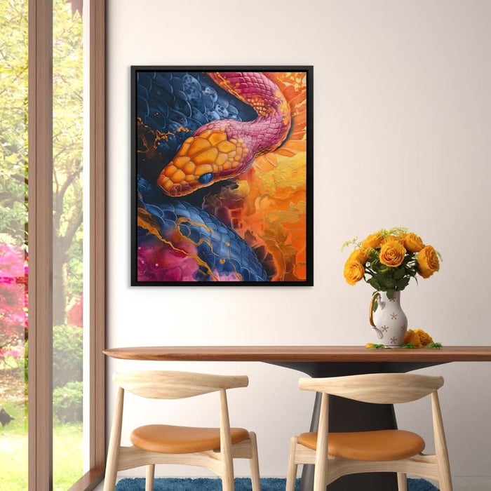 Iridescent Serpent - Dark Academia Wall Art in Black Frame