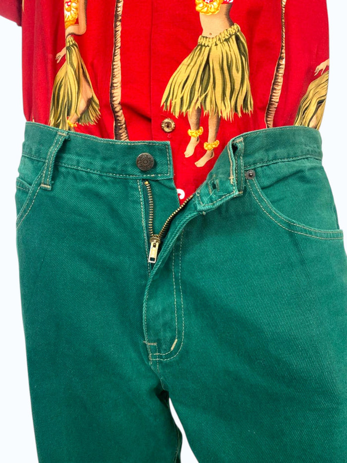jeans verde uomo