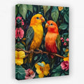 Jungle Lovebirds - Animals Canvas Wall Art