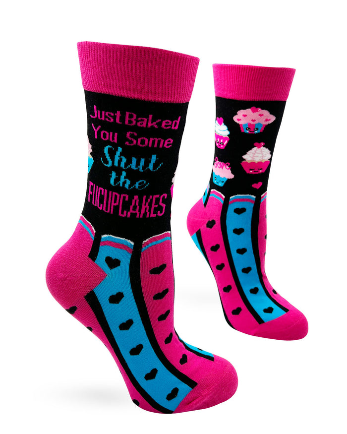 Just Baked You Some Shut the Fucupcakes Sassy Ladies' Novelty Crew Socks