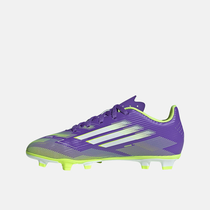 Side medial view of the Kids' Adidas F50 Club FG/MG Soccer Cleats.