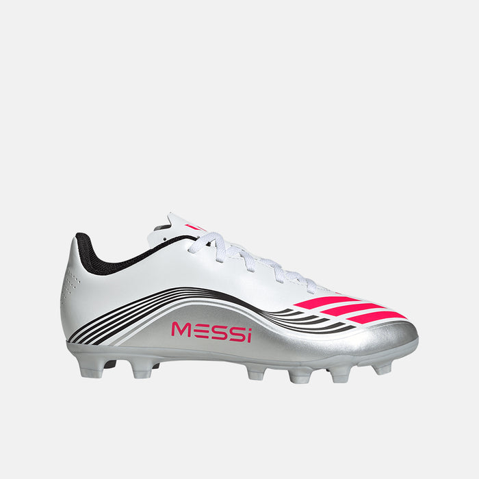 Side view of the Kids' Adidas F50 Messi Club FG/M Soccer Cleats.