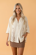 Lace Patchwork Flowy Shirt with 3/4 Sleeves